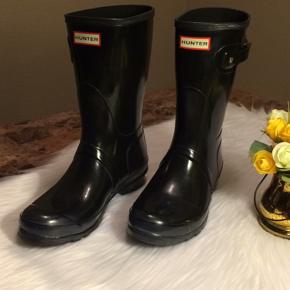 HUNTER BOOTS Short Glossy Rain Boots Sz 11